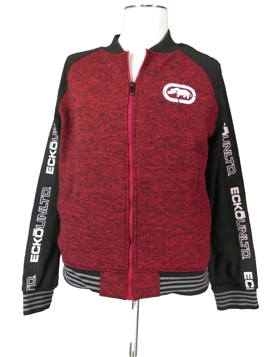Marc Ecko jacket men's medium maroon black fleece track Marc Ecko jacket men's medium maroon black fleece track
