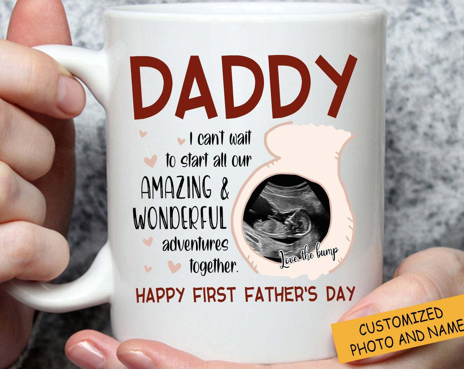 Daddy Personalized Mug Happy First Fathers Day Mug Ultrasound Image Mug Gift