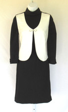 VINTAGE 1960s MOD ICONIC THE PHYLLLIS LOOK SKIRT TOP VEST SIZE 8 BLACK WHITE
