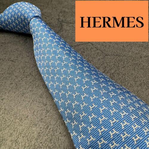 HERMES Men's Necktie Tie Luxury Silk High Brand All Over H Pattern Fasone NM - 第 1/8 張圖片