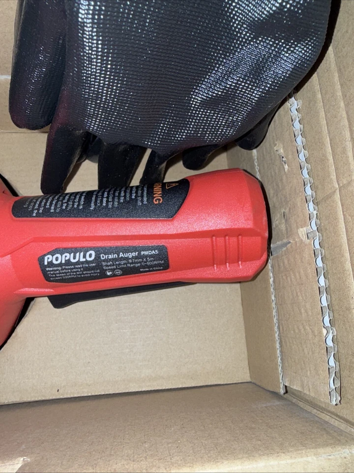 POPULO Drain Auger, Plumbing Snake W/Gloves, 3/4"-2" Pipe Snake Drain Clog 16.4' - Image 3 of 4