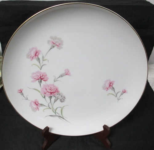 Royal Court Carnation Serving Platter 12” Round Replacement Pink Gold Trim Japan - Picture 1 of 3