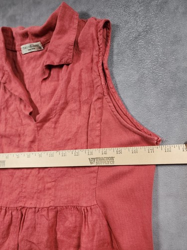 Terzo Millennio A-Line Dress Women's Medium Red 100% Linen Sleeveless Classic - Picture 9 of 10