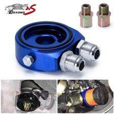 Blue Aluminum Car Engine Oil Filter Cooler Sandwich Plate Adapter Sensor M20x1.5