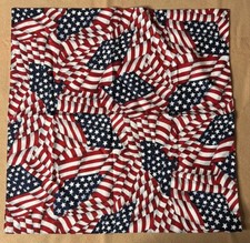 Vintage American Flag Scarf Bandana 100% Cotton Scarf Made In USA 20x21