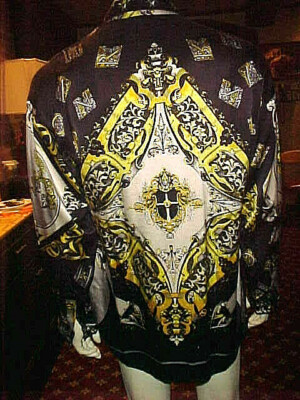 VINTAGE MEN'S CREME DE SILK SUEDE SILK SHIRT THEME KNIGHT MEDIEVAL LARGE