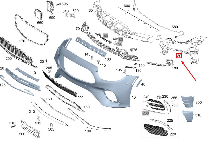 NEW MERCEDES-BENZ E C238 FRONT LEFT BUMPER BASIC CARRIER