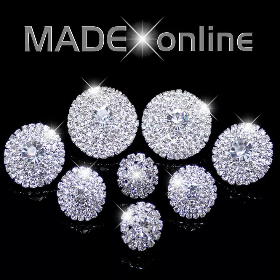 Round Stud Earrings Large Silver Circle Sparkle Diamante Glitter