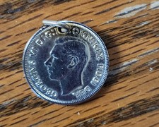 Great Britain 1949 King George VI Two Shilling Coin Charm Pendant