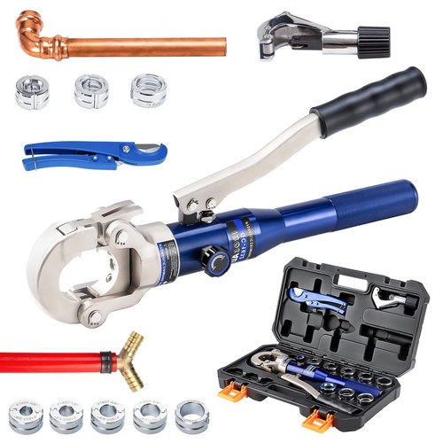 IBOSAD Hydraulic Copper Pipe Crimping Tool w/ 1/2,3/4,1" Dies for Pex/Copper
