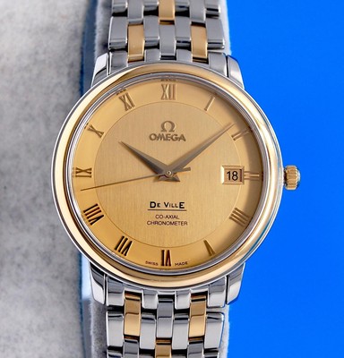 Mens Omega DeVille Prestige 18K Co-Axial Chronometer watch - Gold Dial - 4374.11