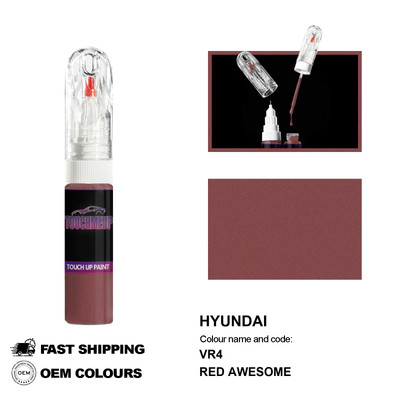 Ausbesserungslackstift für HYUNDAI RED AWESOME VR4 Brush Fix Kit Kratzer Chip...