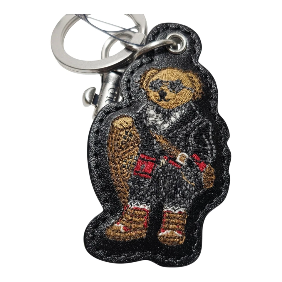 Nuevo Polo Ralph Lauren Cuero Negro Polo Oso Llavero Bolso Dije Nuevo en Caja Foto 2 de 4