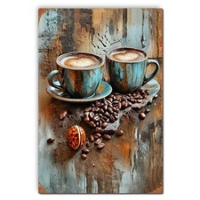 Coffee Shop  / Coffee House Rustic Wall Art Printed on Sheet Metal Waterproof