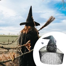 Halloween Witch Hat Classic Wide Brim Wizard Hat for Masquerade Party Costume