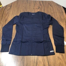 MedCouture Medical Scrub Jacket Womens Sz S Stretch Full Zip Pockets Lightweight