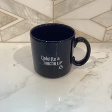 Deloitte & Touché LLP Black Coffee Cup Mug Made In England Advertising 