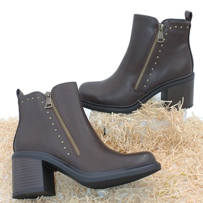 Damen Stiefeletten Stiefel Schuhe Biker Boots Bequem Nieten 1501
