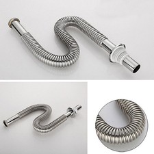 Stainless Steel Siphon Flexible Sink Waste Set Sink Drain Hose Silver Unique！