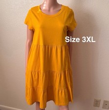 Time and Tru Women's and Women’s Plus Tiered Cotton Mini Dress, 3XL , Mango