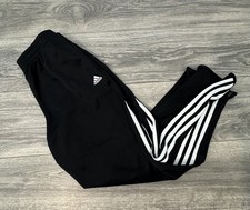 Adidas Youth Track Pants Black White 3-Stripe Athletic Joggers Size L 14/16