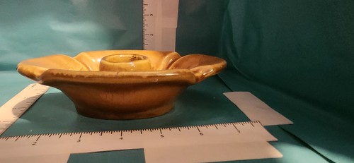 Vintage Pottery Candle Holder 3004 – Brown Drip Glaze Ceramic Floral Base - Picture 4 of 7