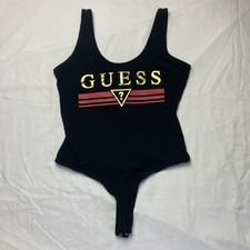 Guess Women s Large Black Graphic Print Tank Body Suit Snap Closure runs small