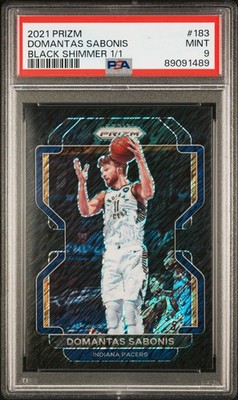 2021 Panini Prizm #183 Domantas Sabonis Black Shimmer Prizms 1/1 PSA 9 Mint
