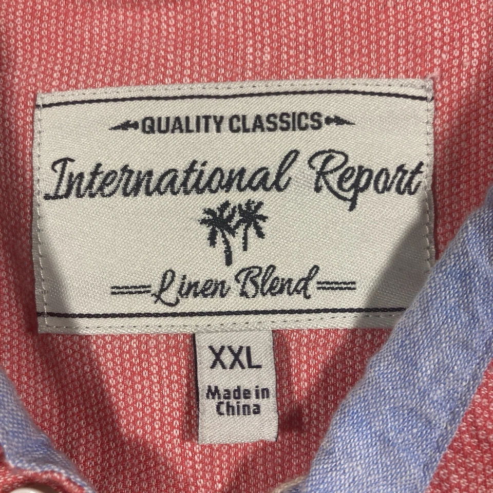 International Report Tropical Collection Salmon Pink Mens Linen Blend Shirt 2XL - Image 3 of 4