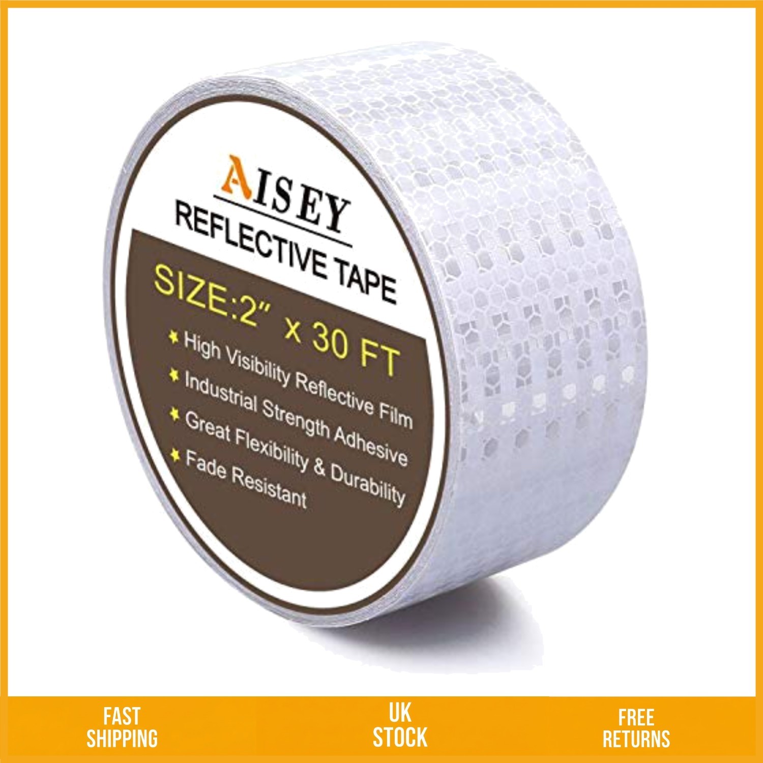 High Visibility White Reflective Safety Tape Waterproof Trailer 2 Inch x 30ft
