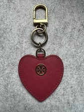 Tory Burch Pink Leather Heart Key Ring Charm