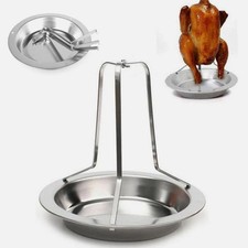 Chicken Turkey Roaster For BBQ Grill Oven Rack Stand Holder Tray Stainless Steel