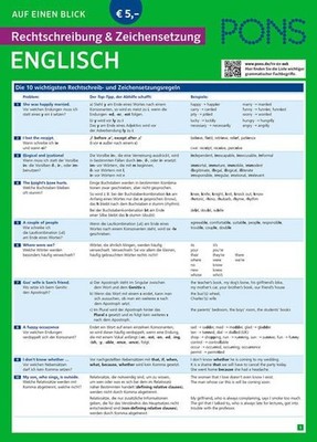 PONS Rechtschreibung und Zeichensetzung auf einen Blick Englisch: Kompakte Übers