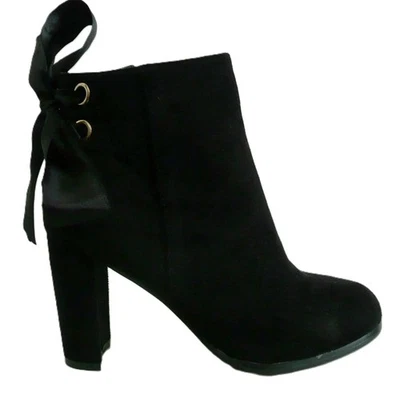 Bottines boots daim noir. Ruban satin. Adluum. Pointure 37 - Photo 1/4