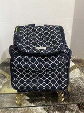 Bananafish Women's Midi Backpack Diaper Bag Baby Bag In Navy Blue White Accents