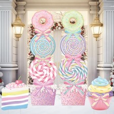 4 Pcs Christmas Candyland Outdoor Decorations Large Pastel Christmas Candy La...
