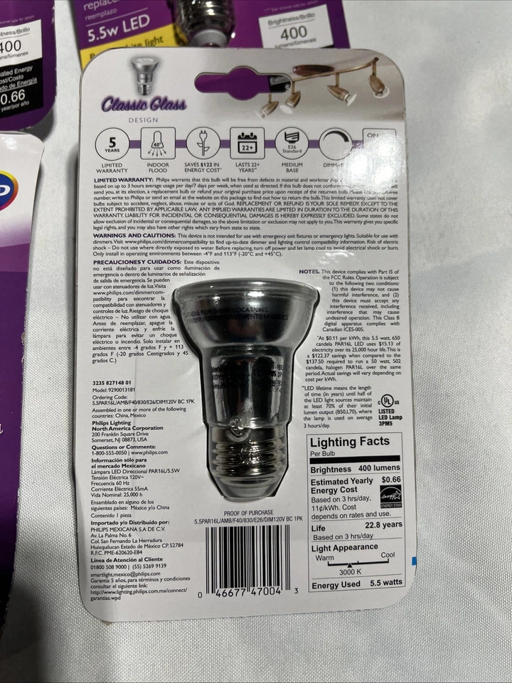 PHILIPS (5.5-Watt) (PAR16L Dimmable LED Flood Light Bright White 50 Watt 4 Pack - Image 2 of 3