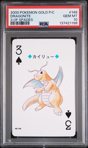 2000 POKEMON GOLD VERSION PLAYING CARDS 3 OF SPADES #149 DRAGONITE PSA 10