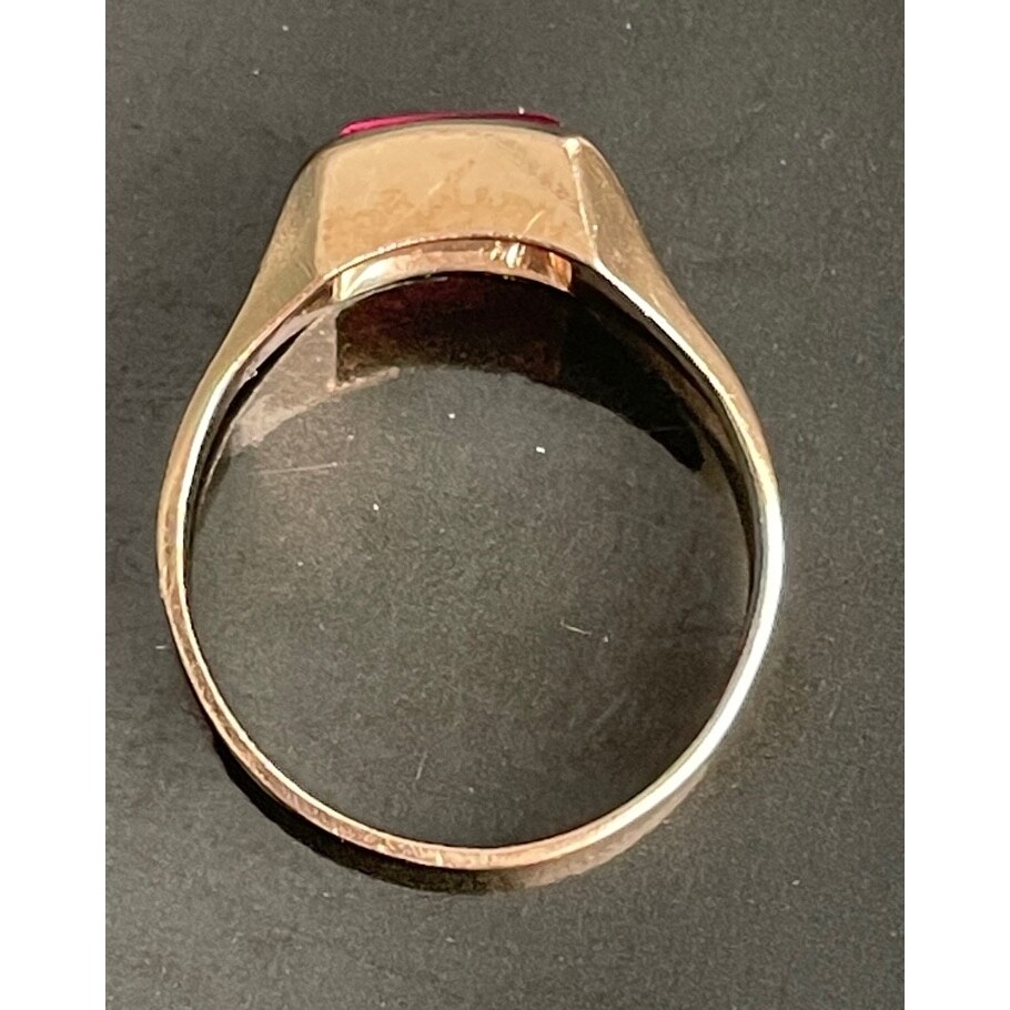 RETRO YELLOW GOLD LAB-CREATED RUBY RING SIZE 7. S… - image 6