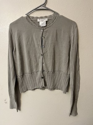 Vintage Christian Dior Boutique Paris Cardigan Sweater Size 10 Gray