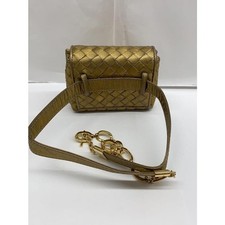 Bottega Veneta Intrecciato Belt Pouch Waist Belt Bag Gold Made in Italy Auth