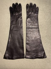 Vintage G.Marino Long Black Leather Gloves, Size 7.5, Lined