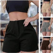 Women's Regular Length Polyester Pants Pleated High Waist Straight Leg Slim