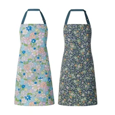 Floral Apron for Women with Pockets, Adjustable Cotton Chef Aprons for Kitchen
