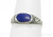 Vintage Lapis Lazuli Sterling Silver Ring - Size 6.75