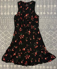 JCREW Ruched-waist dress in falling floral Sz 4 In Multi Black J3660