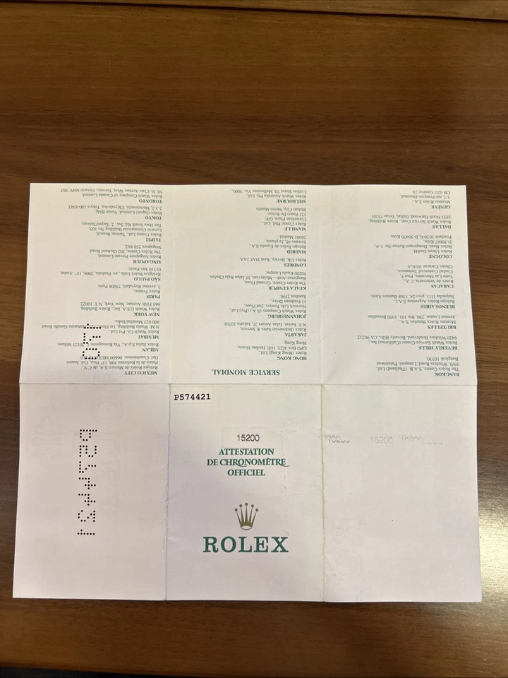 Libretto/ BOOKLET Garanzia ROLEX Date 15200 DEL 1991 seriale P - Immagine 2 di 2