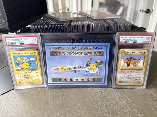 PSA 9 Flying Pikachu and Dragonite 1998 ANA Promo Pokemon Card Japanese Graded