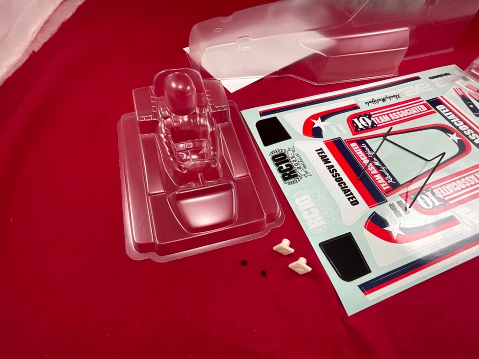 Team Associated RC10 METALLIC EDITION clear BODY + WING DECALS window mask 60TH - Image 3 of 4