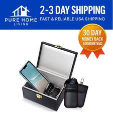 Car Key Signal Blocking Box with Stylish Leather Design for Anti-Theft Security